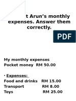 Look at Arun's Monthly Expenses