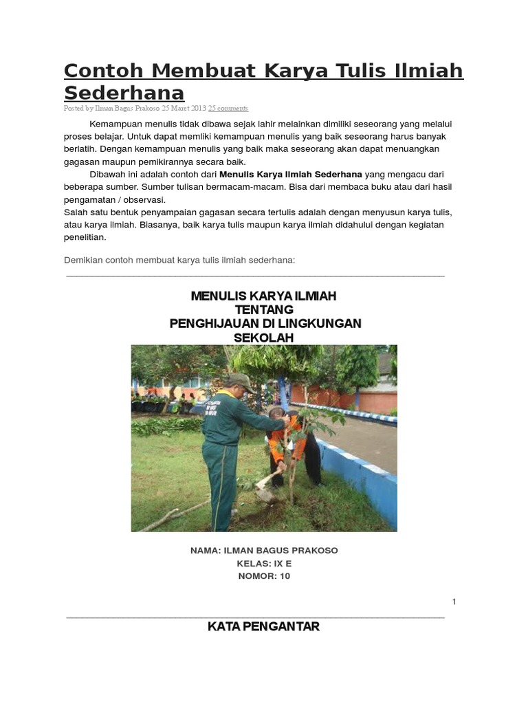Contoh Membuat Karya Tulis Ilmiah Sederhana