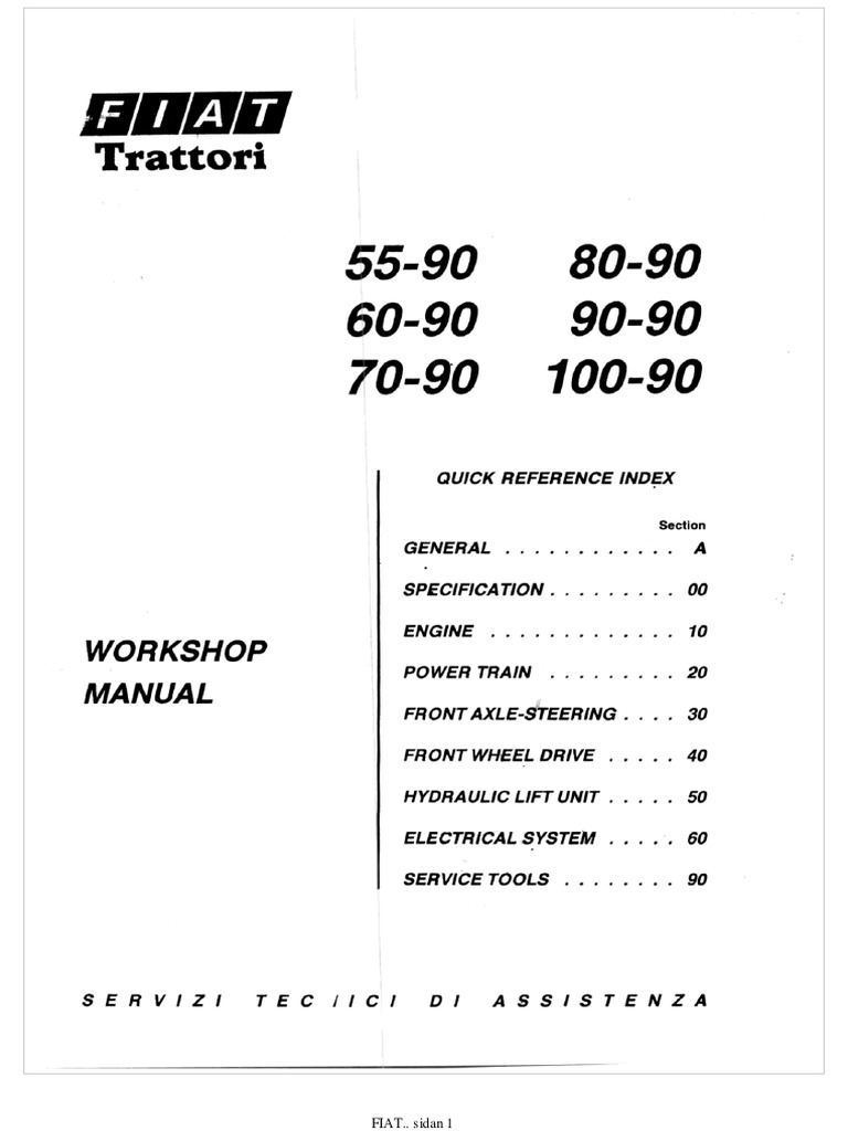Fiat 80-90 Tractor Workshop Repair Service Manual | Motor Vehicle | Car