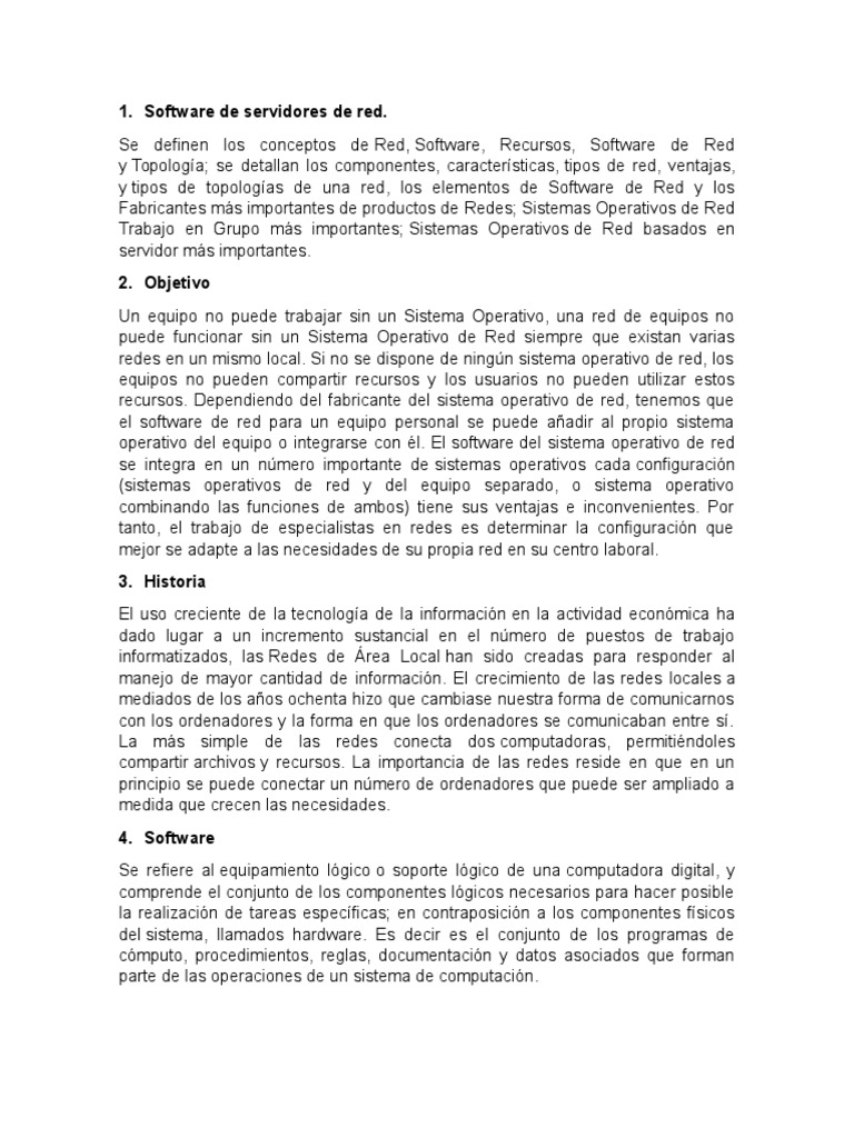 Software de Servidores de Red: Guía Completa | PDF | Servidor ...