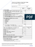 SFD Electrical Vehicle Charger Service Load Calculation Form in Form 00