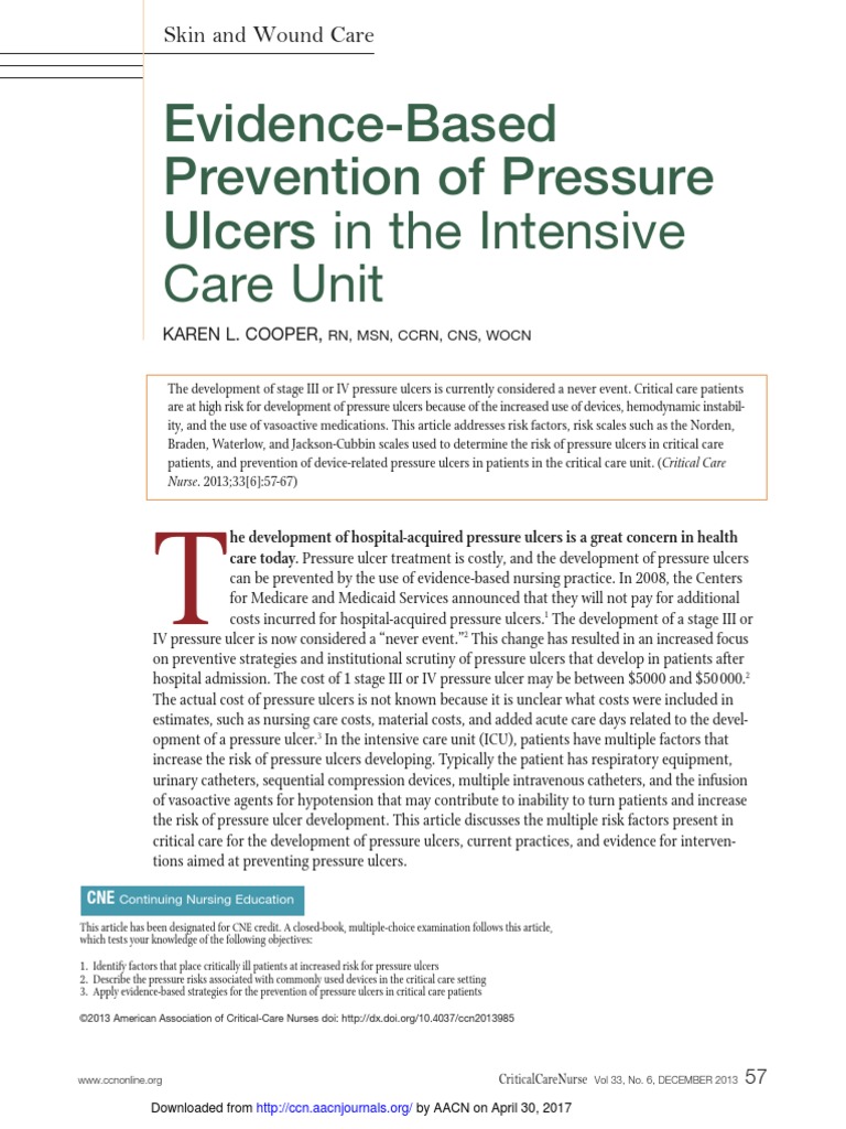 Evidence-Based Prevention of Pressure Ulcers in The Intensive Care Unit ...