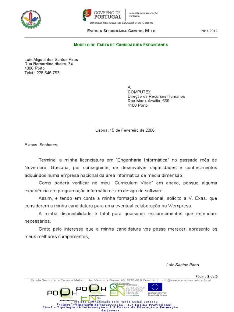 Download Carta De Apresentação De Aluno Latest  Carta
