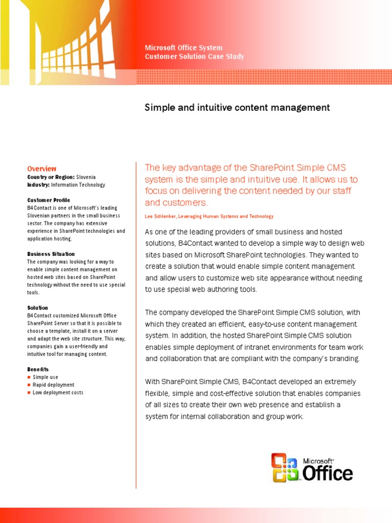 SharePoint Simple CMS Case Study | PDF | Share Point | Websites
