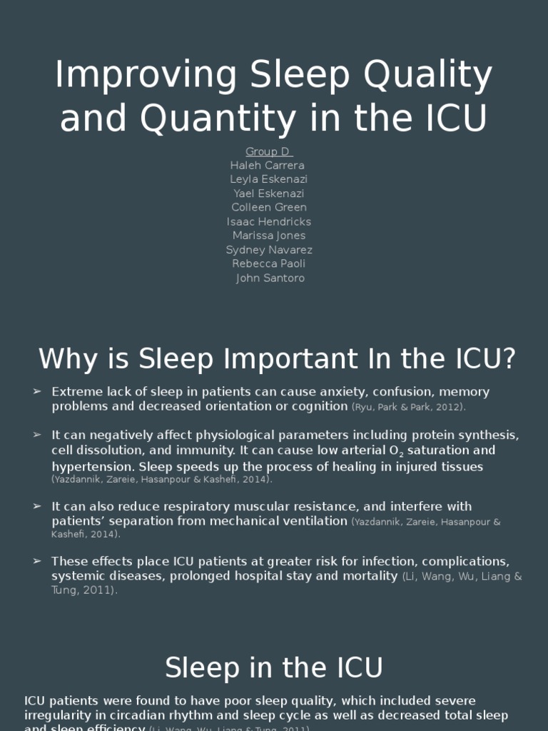 Improving Sleep Quality and Quantity in The ICU | PDF