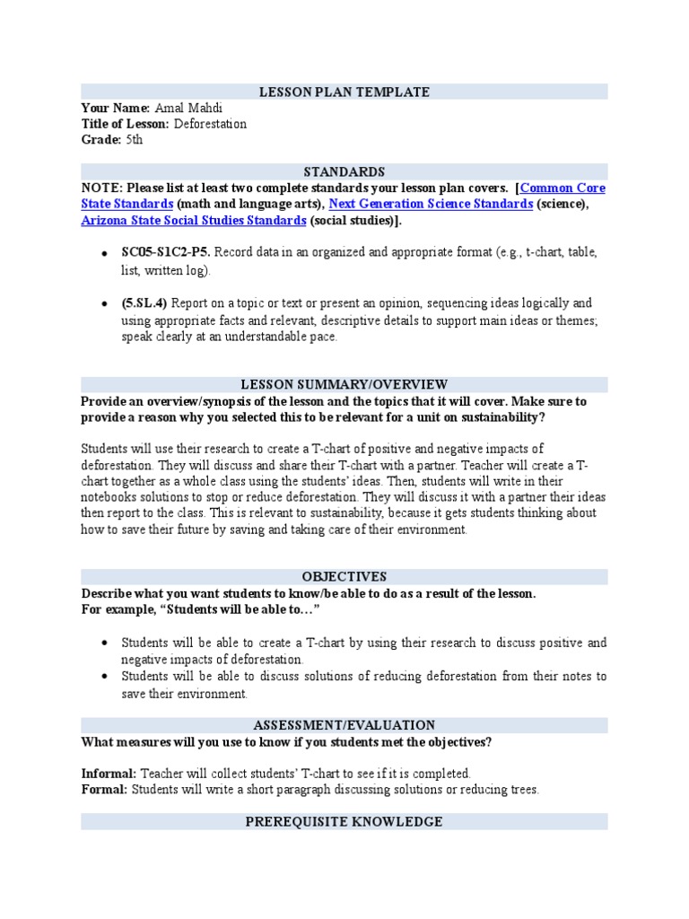 Sustainability Lesson Plan | PDF | Lesson Plan | Teachers