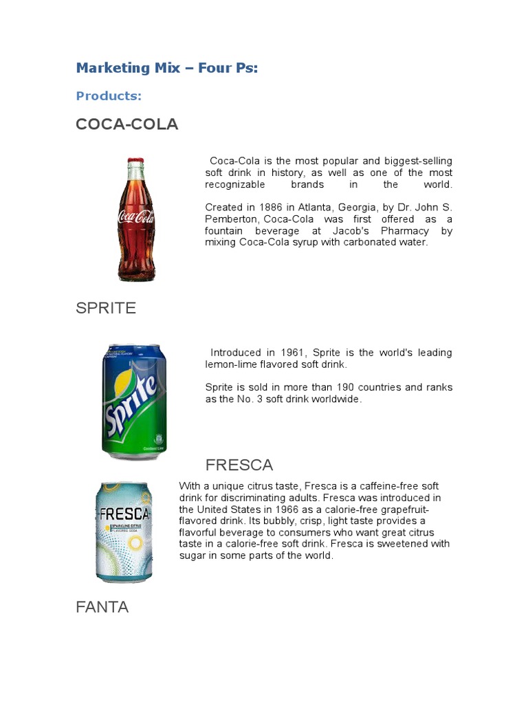 Marketing Mix COKE Coca Cola The Coca Cola Company
