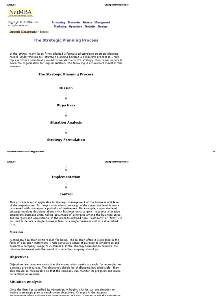 Strategic Planning Process | PDF | Strategic Management | Strategic ...