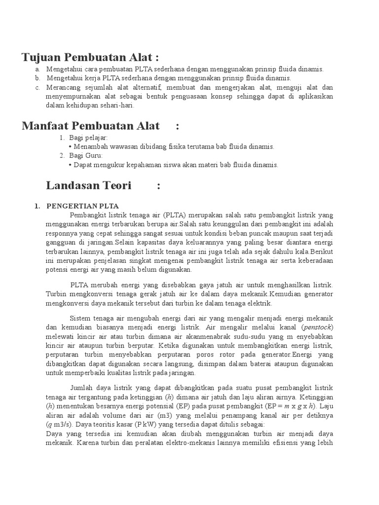 Plta Sederhana | PDF
