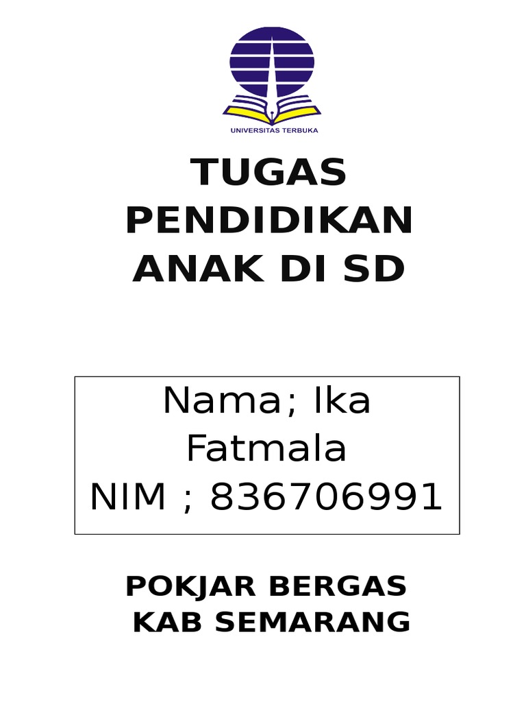 Tes Formatif Pendidikan Anak Di Sd Modul 7 8 Docx