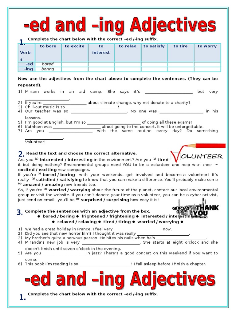 Ed and Ing Adjectives Worksheet | PDF | Onomastics | Linguistic Typology