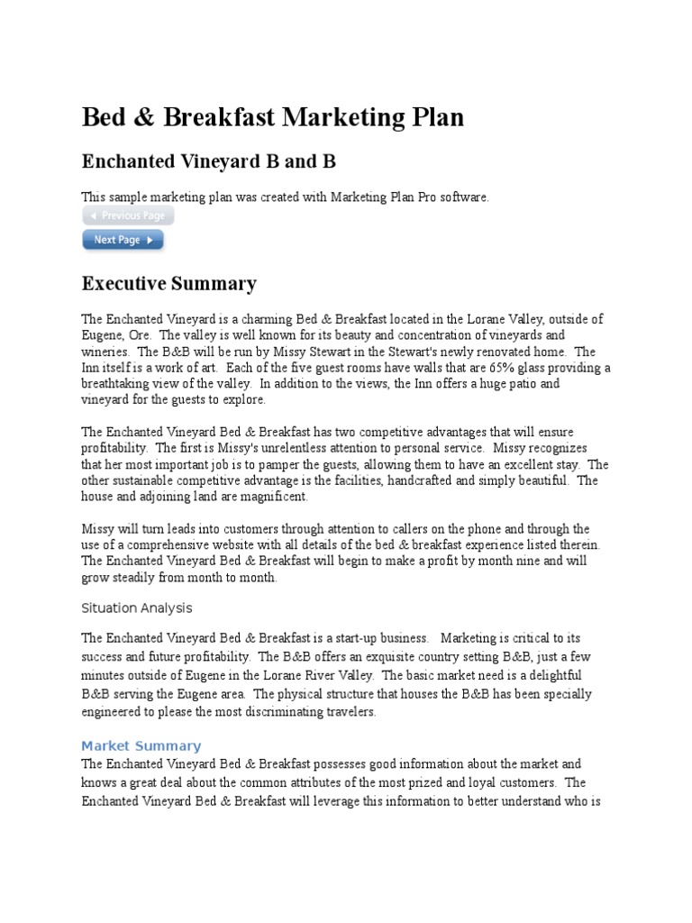 Bed&Breakfast Marketing Plan PDF Bed And Breakfast Marketing