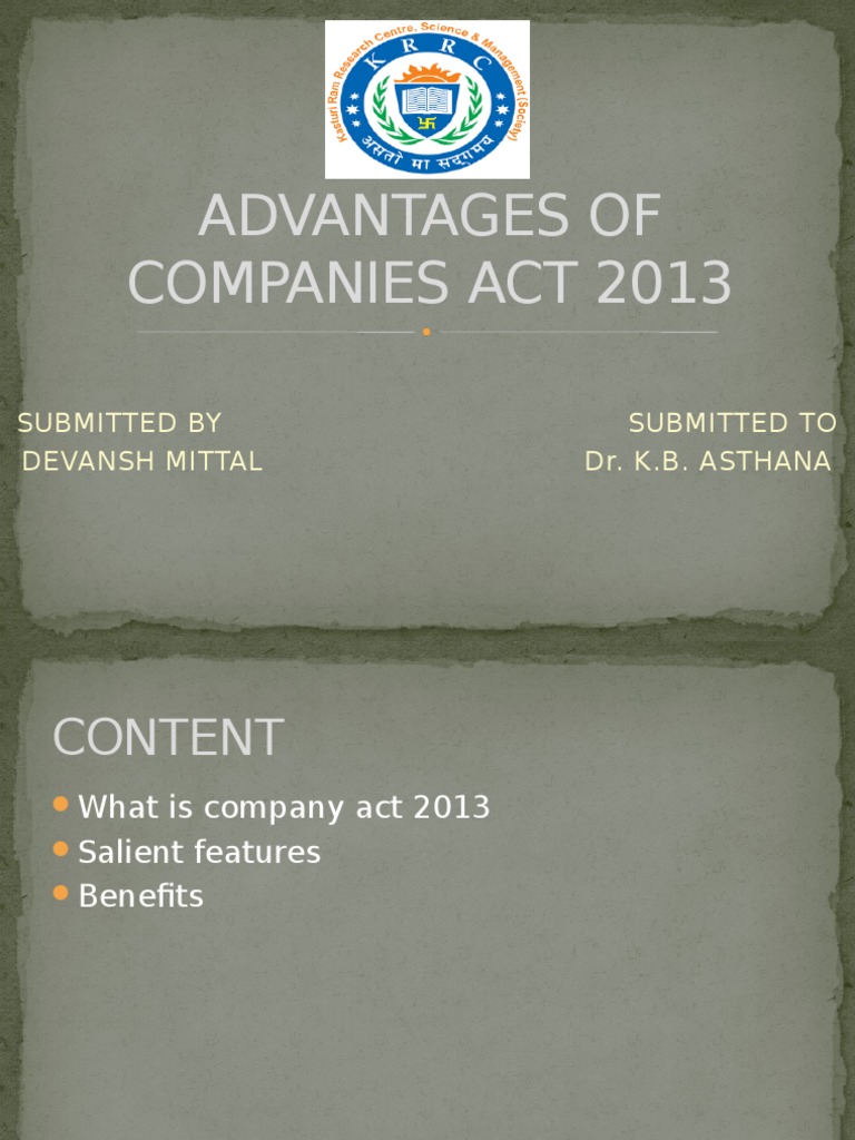 Advantages of Companies Act 2013 PDF Board Of Directors Fraud