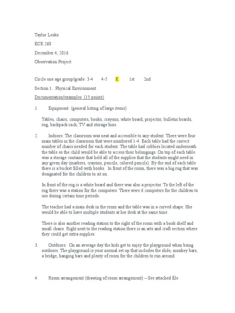 Ece 250 Final Project | PDF | Classroom | Teachers
