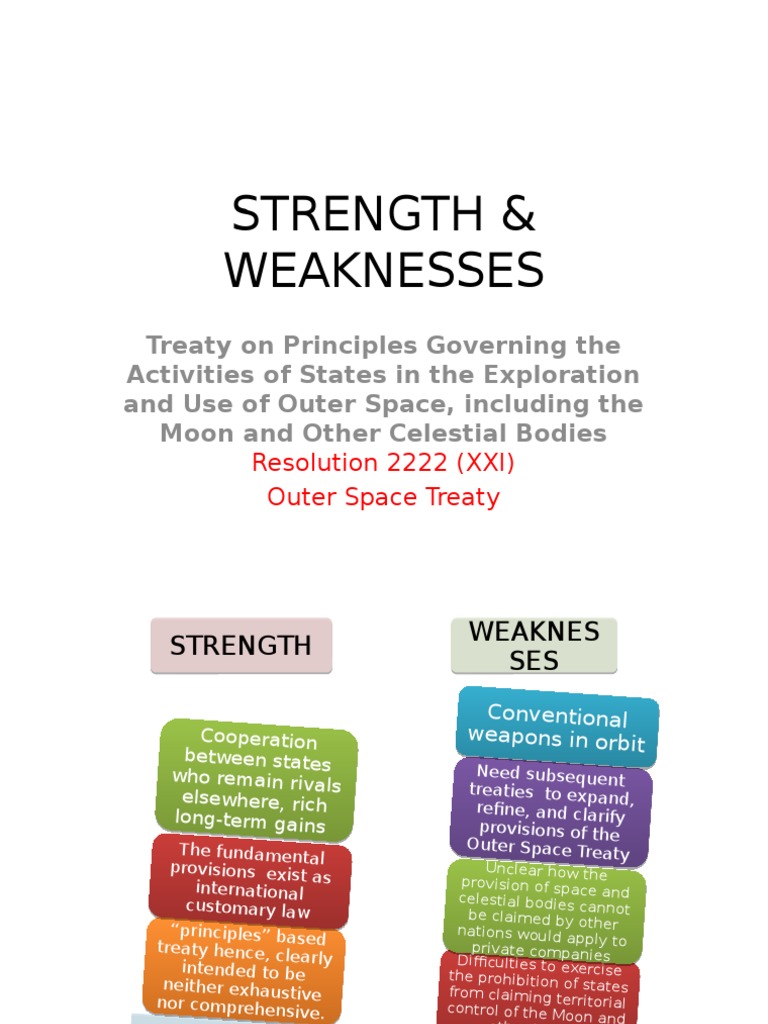 Strength & Weaknesses of Outer Space Treaty PDF Strategic Defense