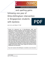Reading and Spelling Gains Following One Year of Orton-Gillingham Intervention in Singaporean Students With Dyslexia