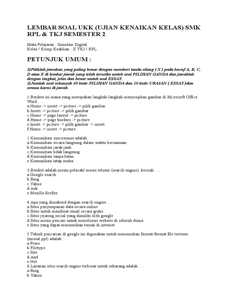 Lembar Soal Ukk Simdig