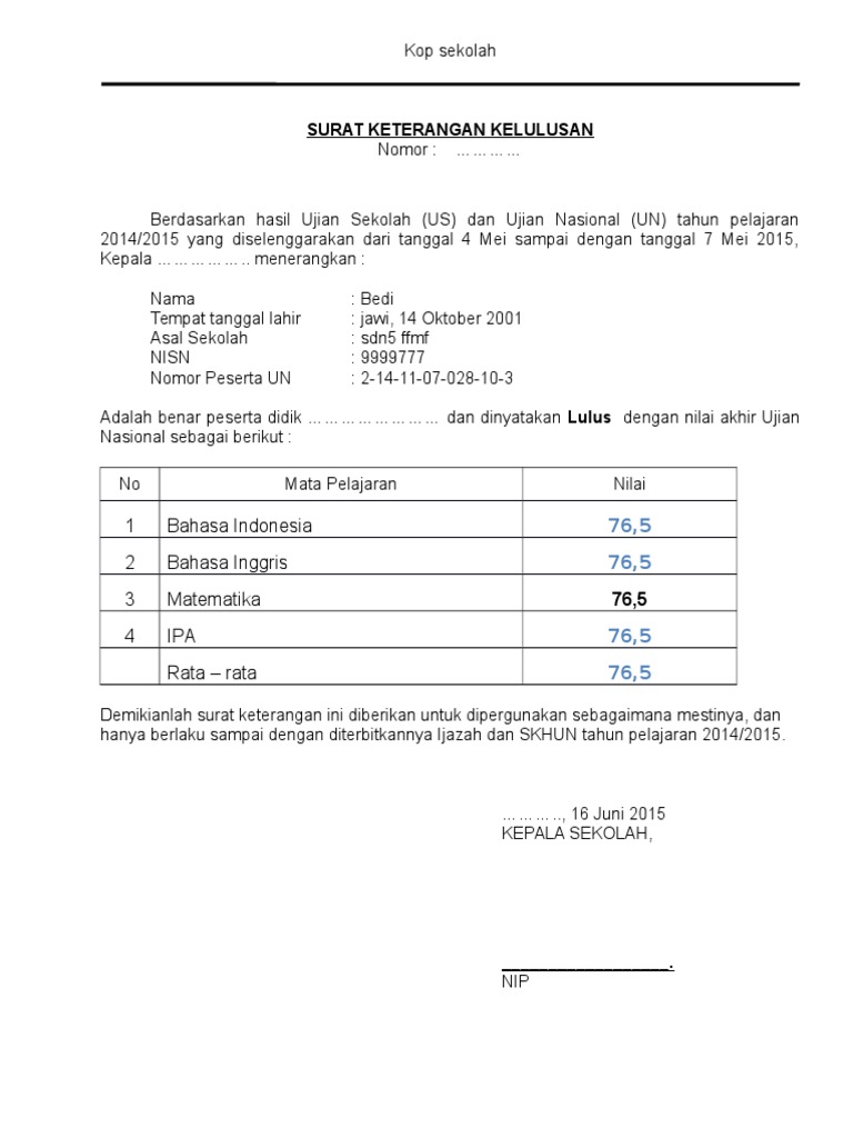 Kop Surat Ujian Sekolah - Contoh Kop Surat
