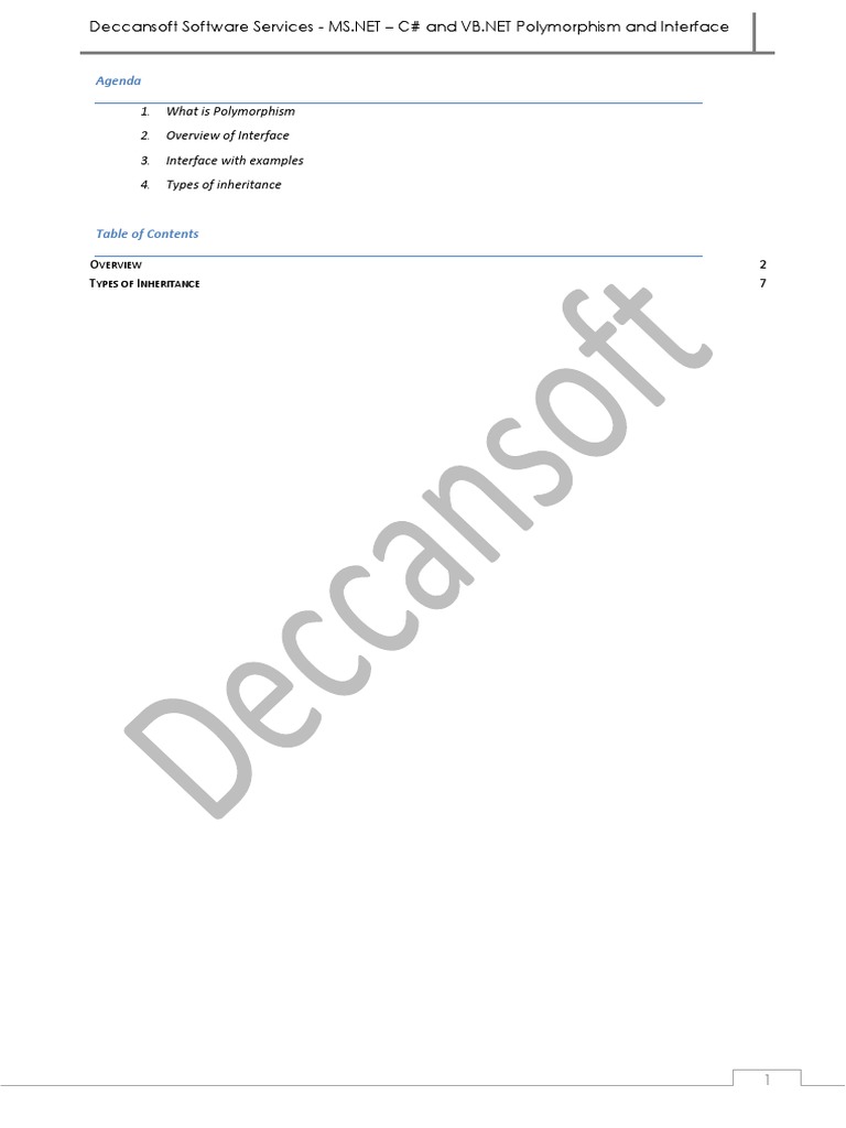 C OOPS Interface and Polymorphism PDF Class