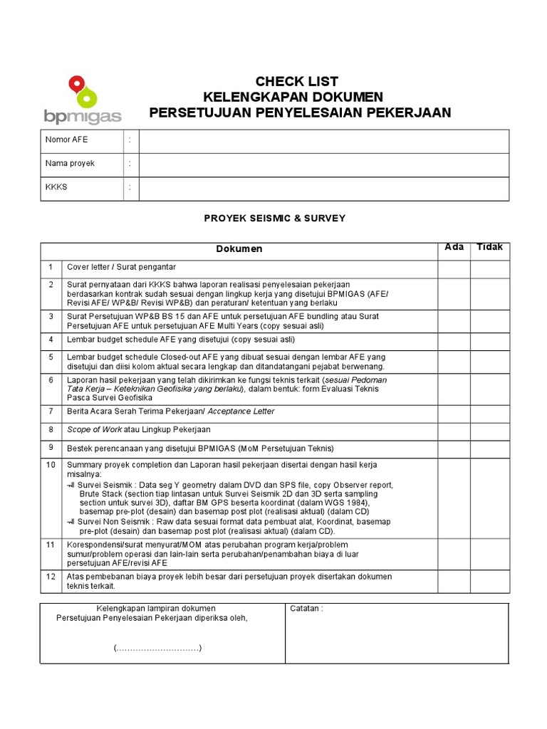 Checklist Persetujuan Pekerjaan Konstruksi | PDF | Pengelolaan Keuangan ...