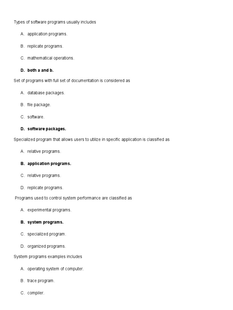 Computer Software MCQ PDF Computer Program Programming