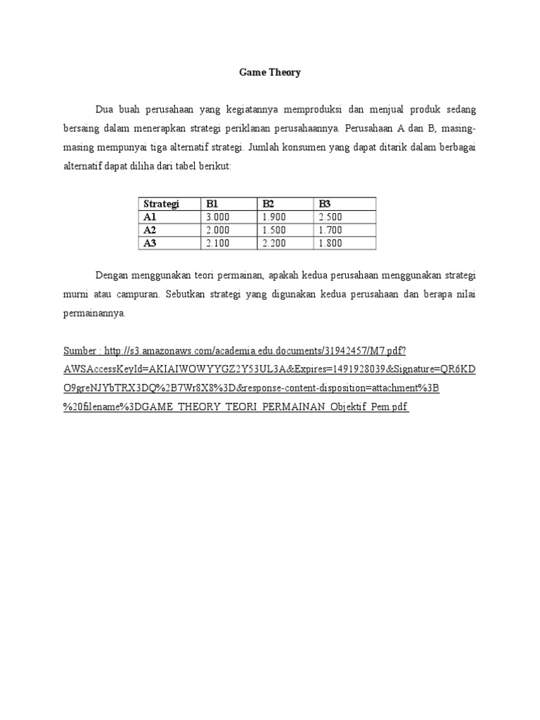 Contoh Soal Game Theori Dan Integer