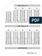 Times Tables 11-20