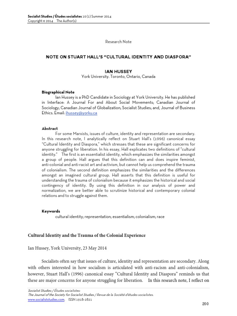 Stuart hall cultural identity pdf essentialism socialism