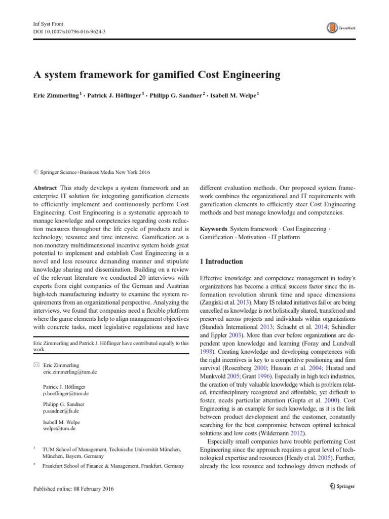 Gamified Framework for Cost Engineering | PDF | Motivation | Motivational