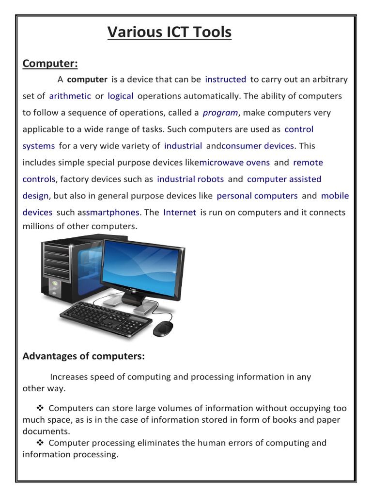 Computer various ICT tools | I Pod | I Phone