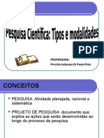 Aula 4 PESQUISA CIENTÍFICA - TIPOS E MODALIDADES