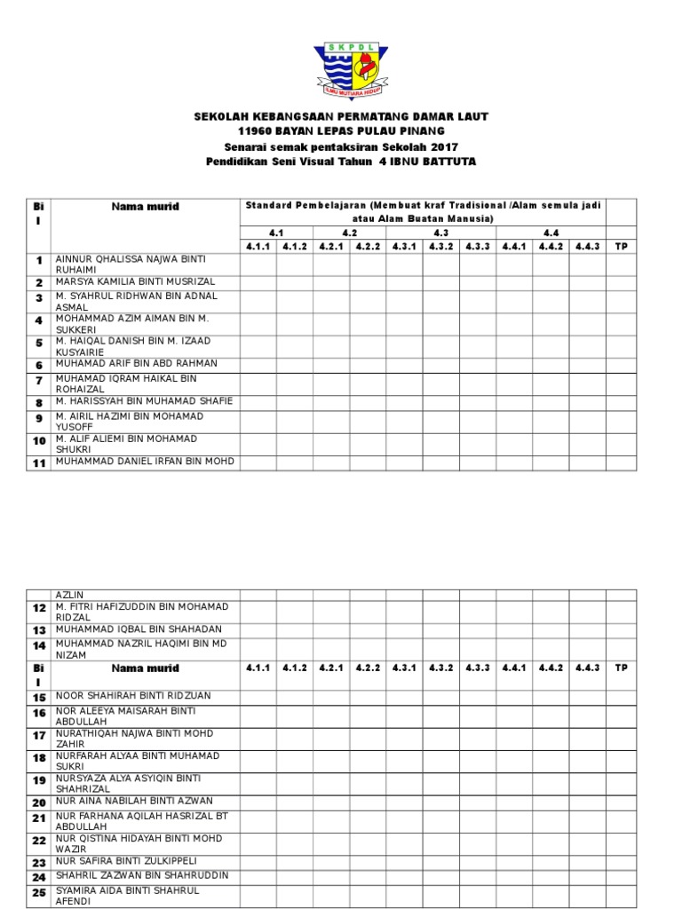 Rekod Pbs PSV Tahun 4 | PDF