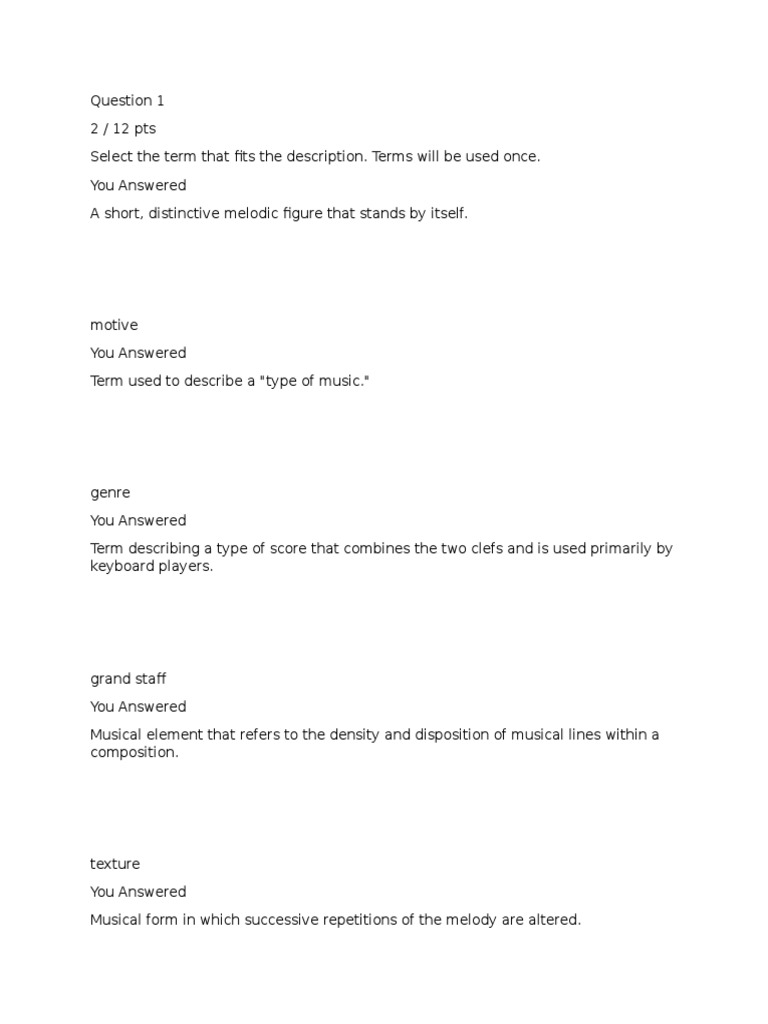 Music quiz 1.docx Musical Forms Elements Of Music
