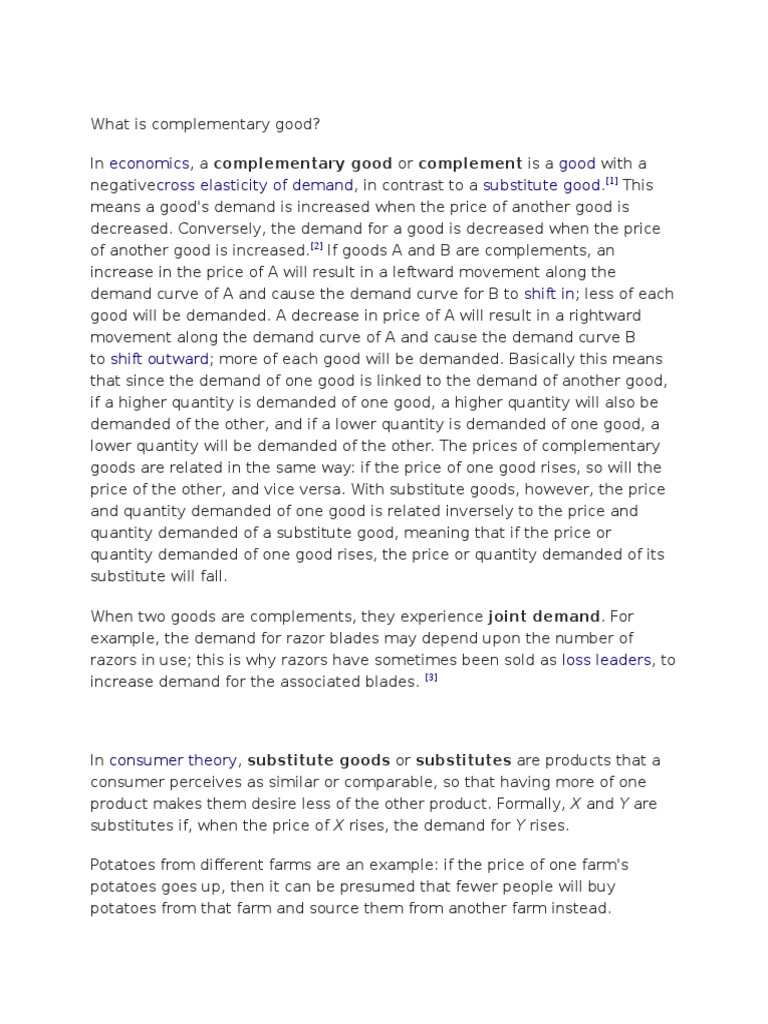 Understanding Complementary Goods | PDF | Demand | Economic Theories