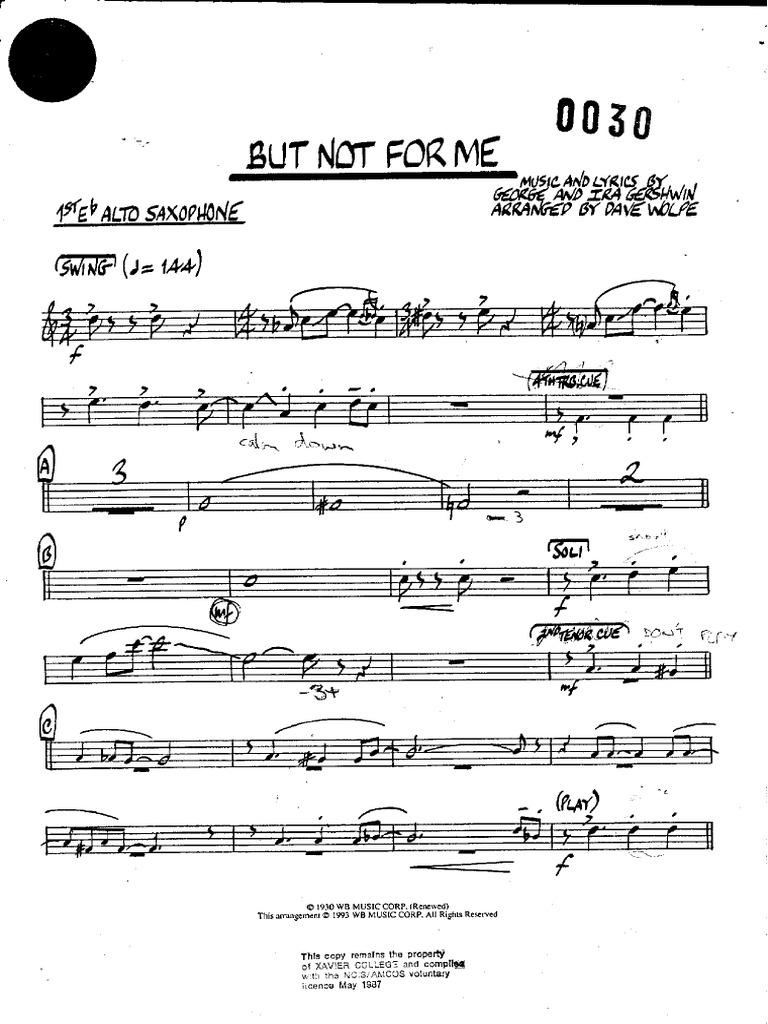 Big Band Score But Not For Me With Conductor 