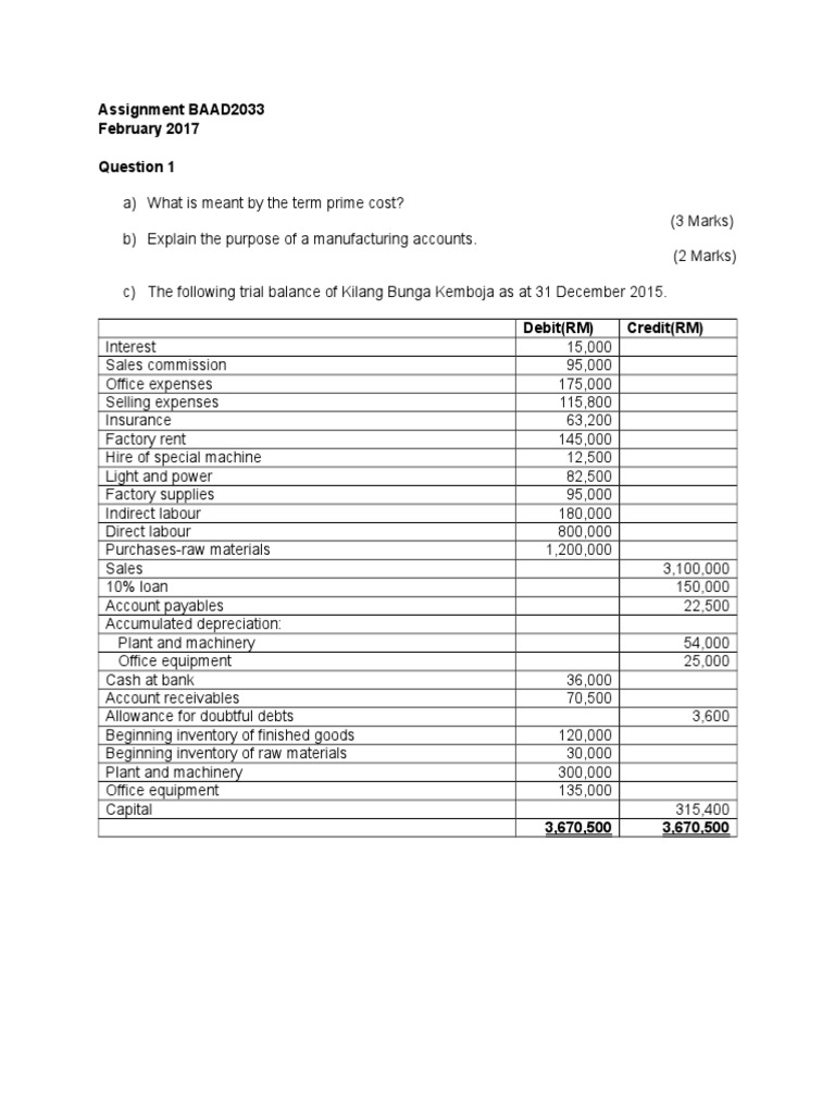 Assignment BAAD2033 Feb 2017 Debits And Credits Balance Sheet