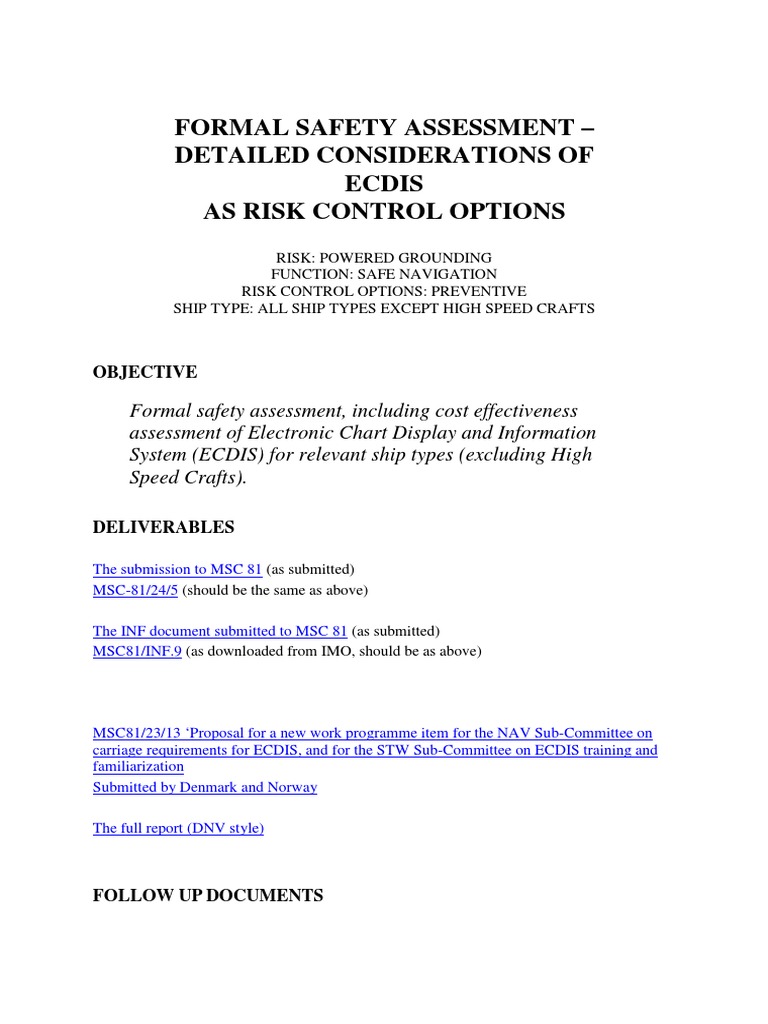 Formal Safety Assessment of ECDIS | PDF | Ships | Business