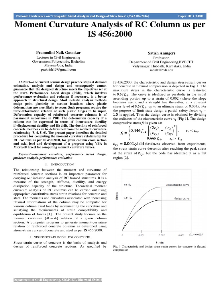 Moment Curvature Analysis of RC Columns | PDF | Strength Of Materials ...