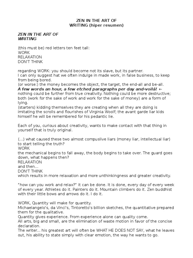 Zen in The Art of Writing Resumen PDF