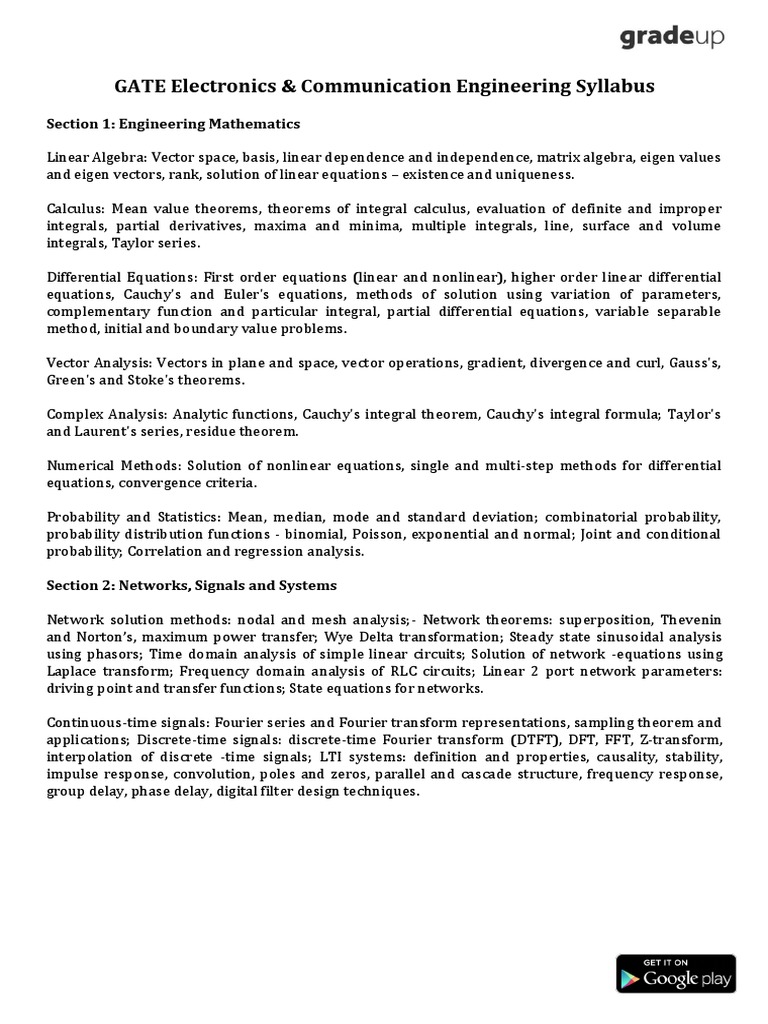 GATE Electronics & Communication Syllabus | PDF | Electronic Circuits ...