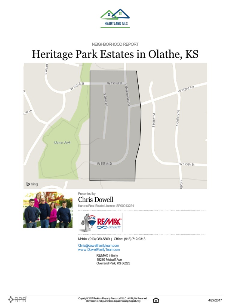 Heritage Park Estates Neighborhood Real Estate Report PDF Kansas