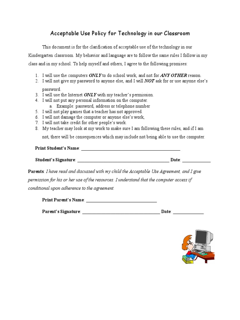 Kindergarten Tech Use Guidelines | PDF