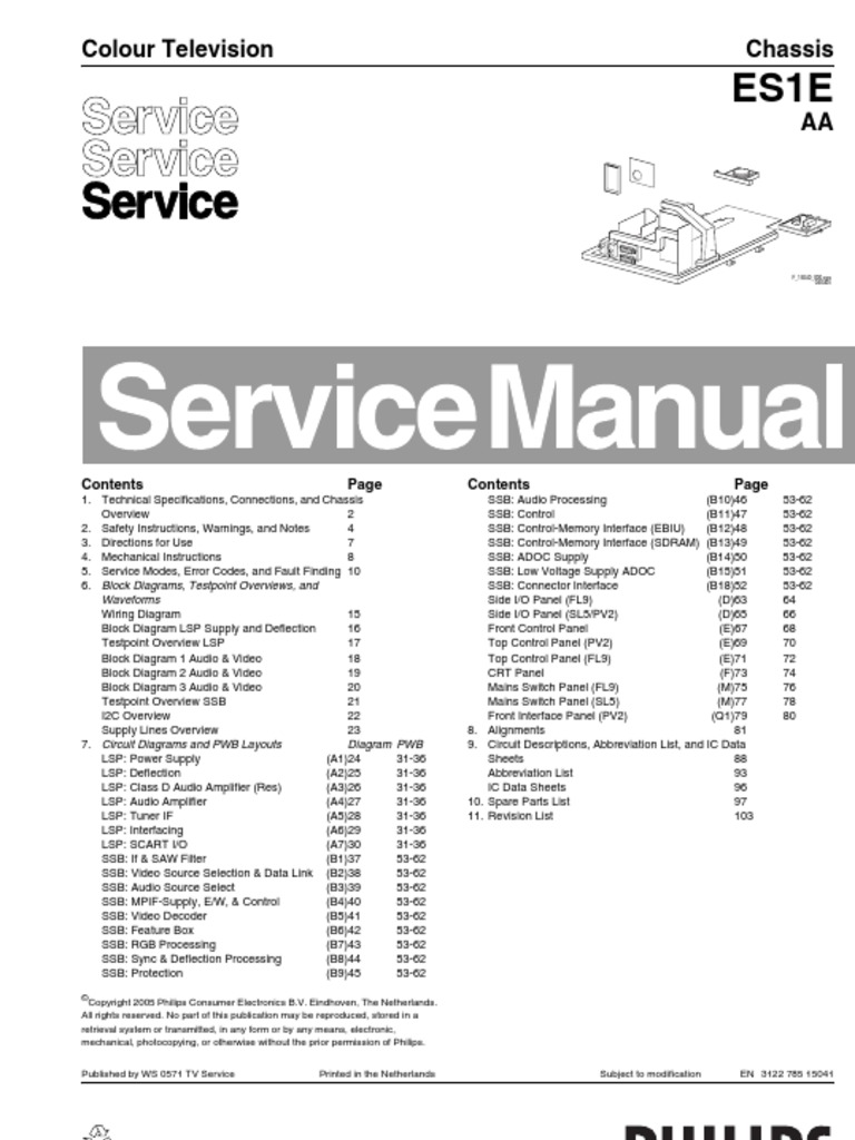 Philips Chassis Es1e-Aa SM | PDF | Electrical Connector | Media.