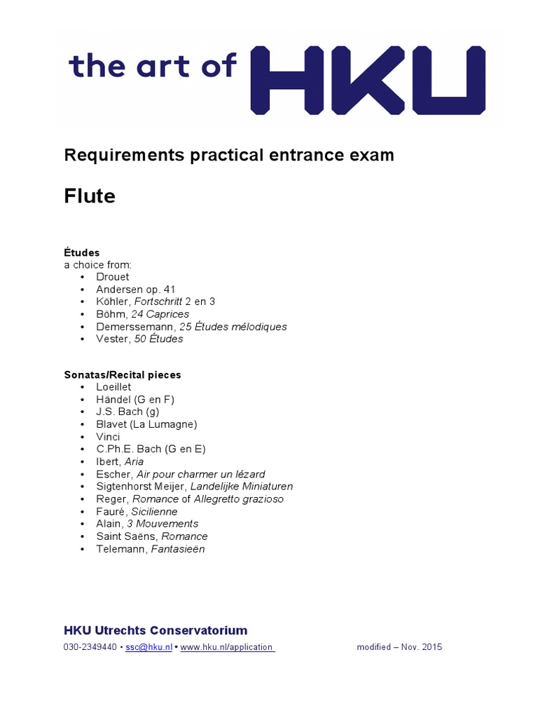 Flute: Requirements Practical Entrance Exam | PDF