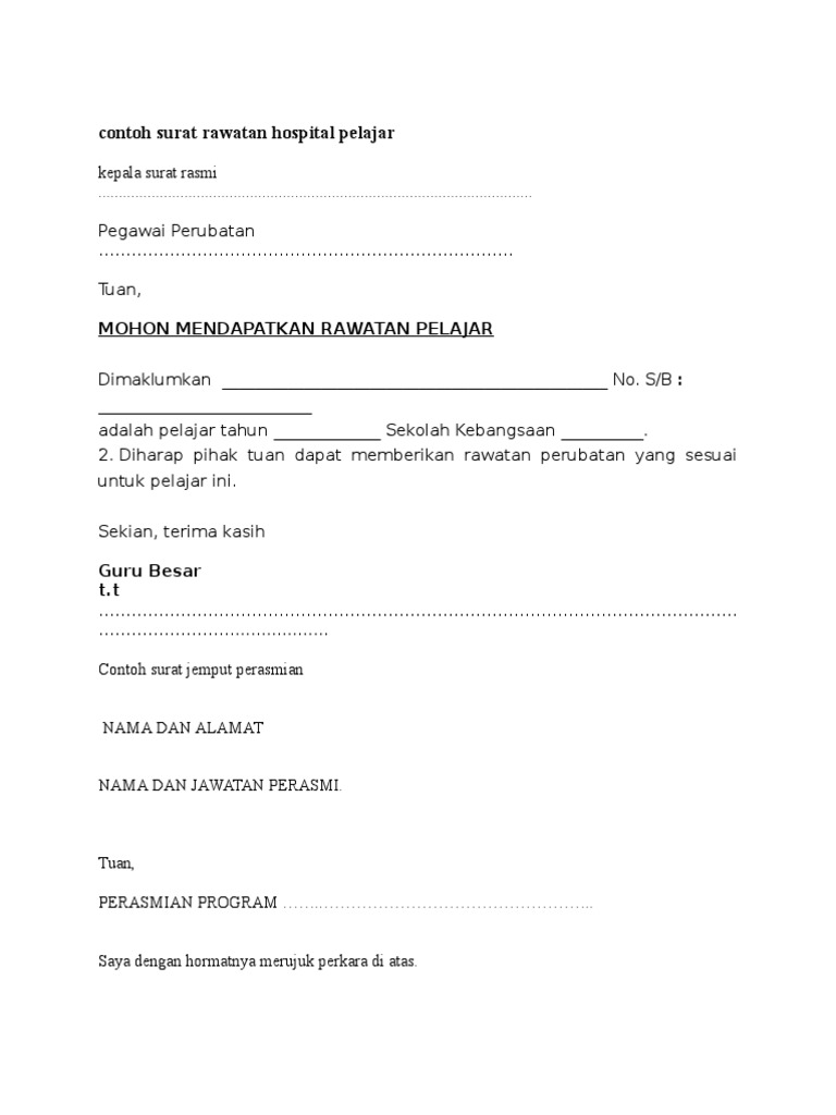 Surat Kebenaran Rawatan Murid