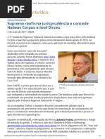ConJur - Supremo Reafirma Jurisprudência e Concede Habeas Corpus a Dirceu