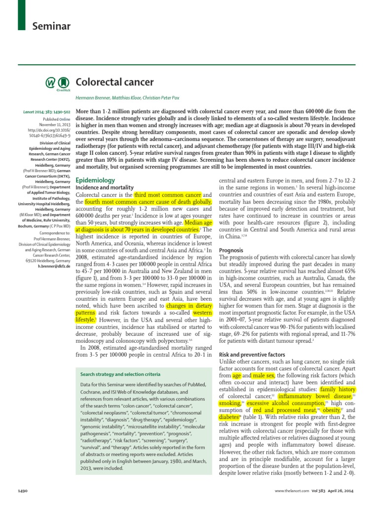 Cancer Colorectal | PDF | Colorectal Cancer | Metastasis