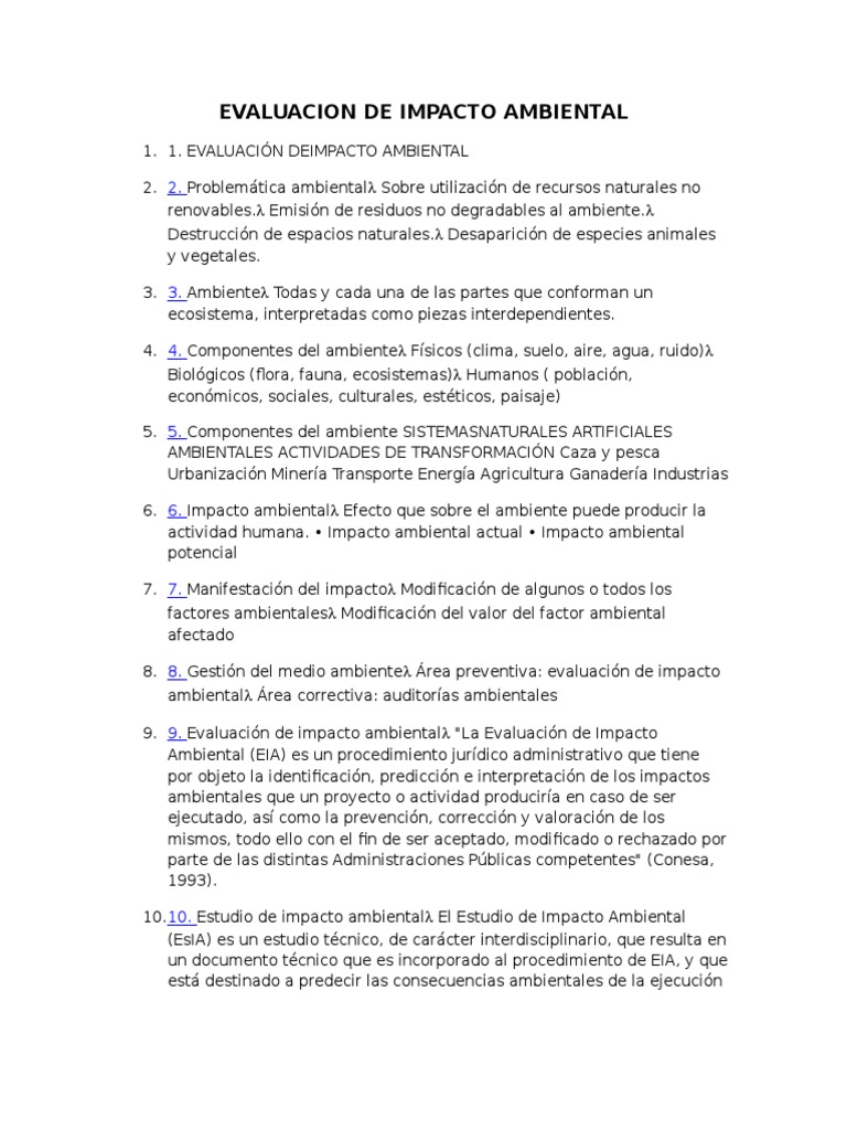 Evaluación de Impacto Ambiental | PDF | Evaluación de impacto ambiental ...