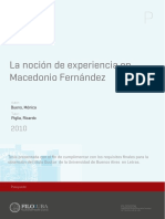 La Noción de Experiencia en Macedonio Fernández