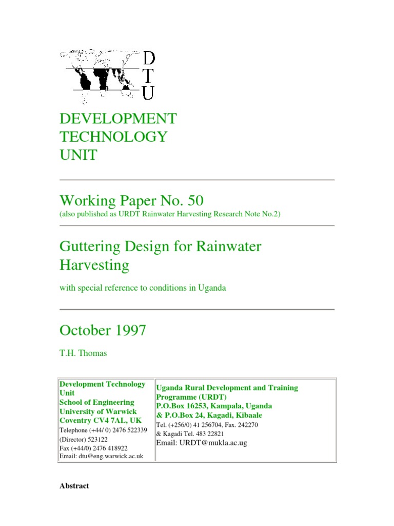 Guttering Design for Rainwater Harvesting | PDF | Rain | Roof